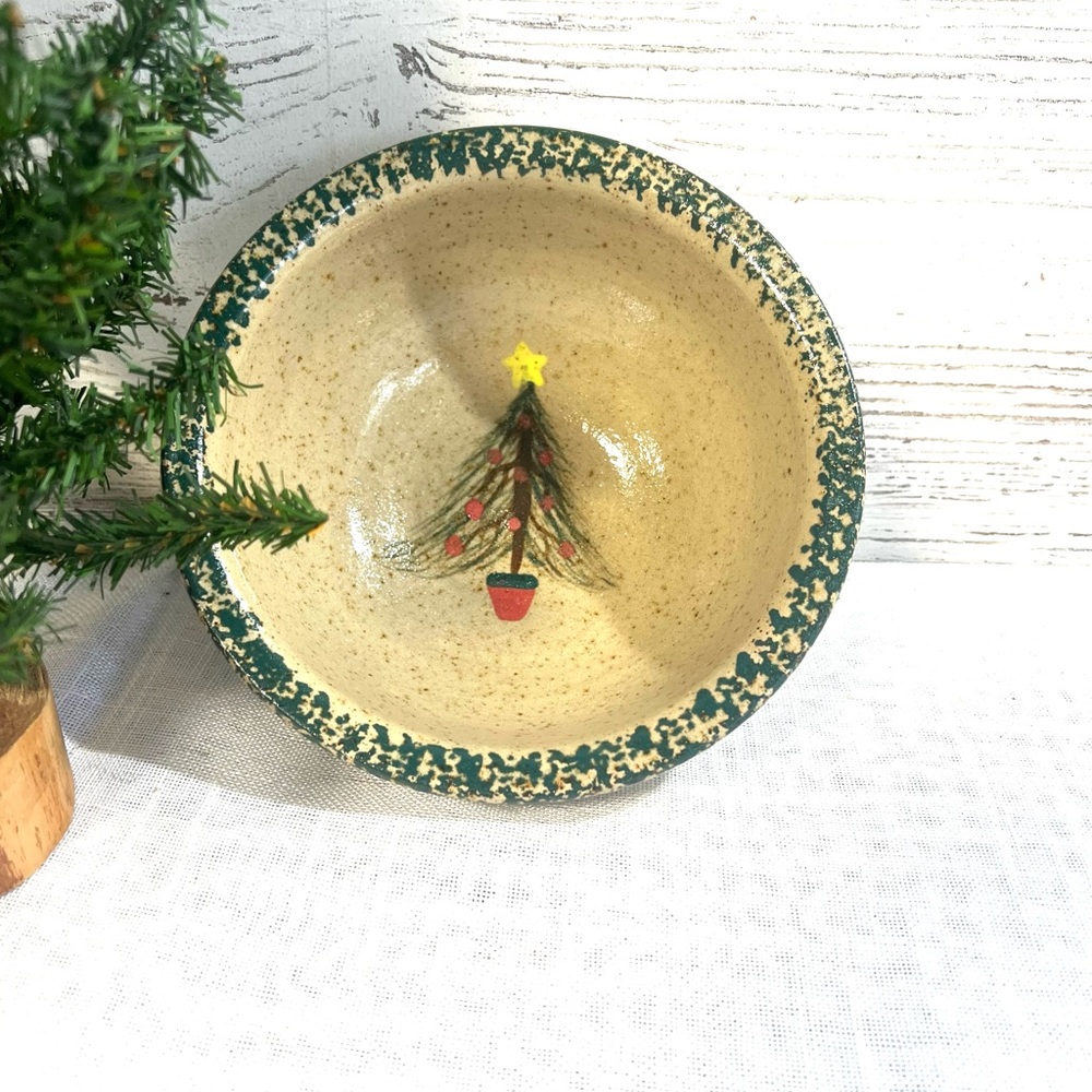 Vintage Christmas bowl three rivers pottery decor